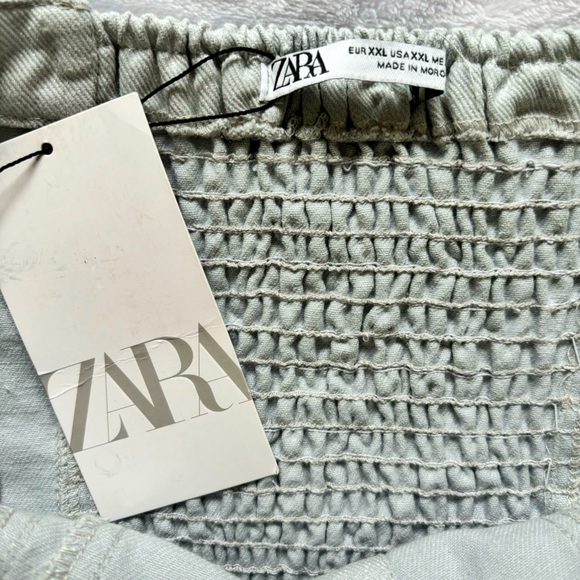 ZARA Top Strapless Silver Blue Denim Corset Style Tube Top—NWT—XXL - Picture 9 of 16